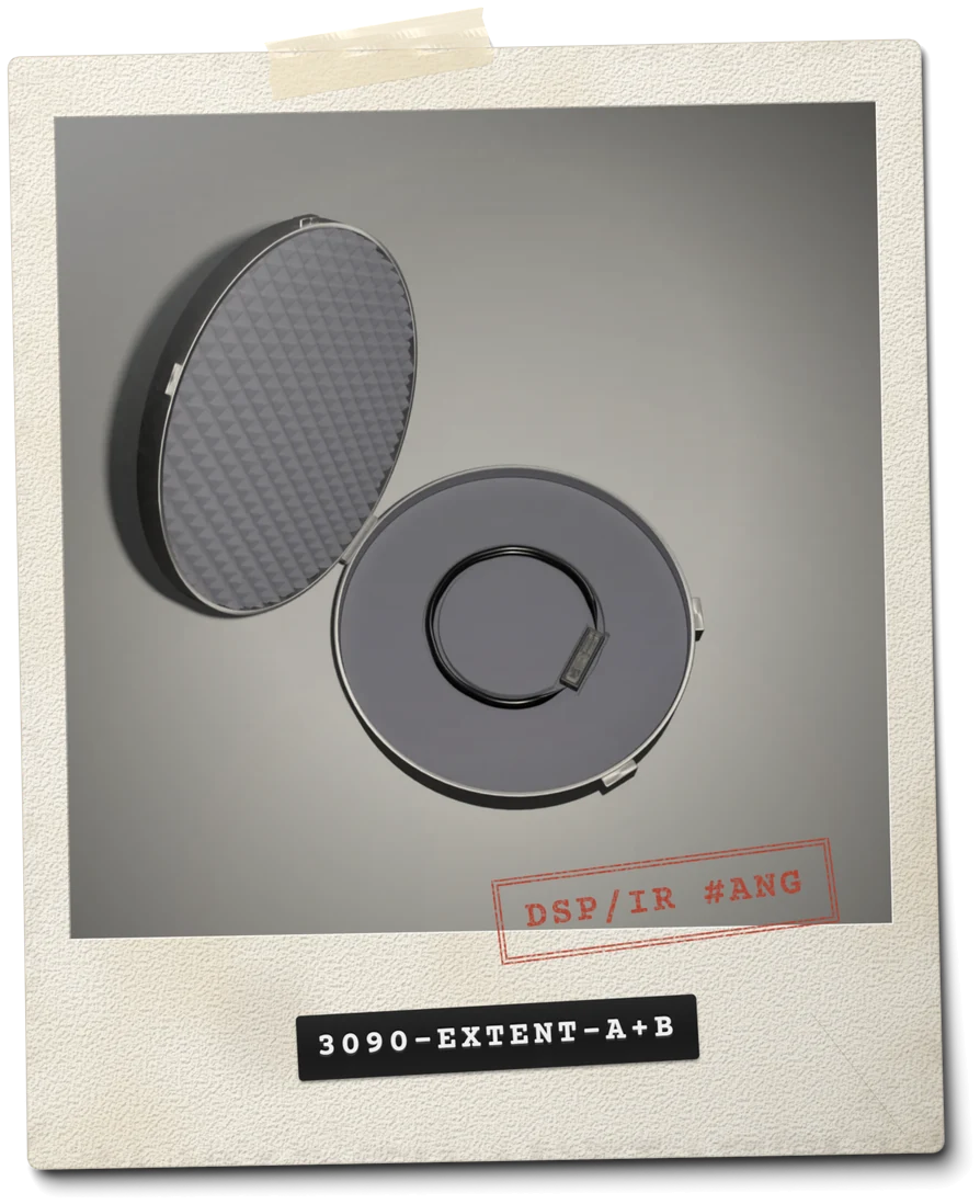 Evidence print 3090-EXTENT-A+B: Container w/ Torc Accessory. Stamped "DSP/IR #ANG".